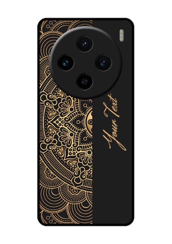 Vivo X100 5G Custom Glass Phone Case - Mandala Art With Custom Text Design