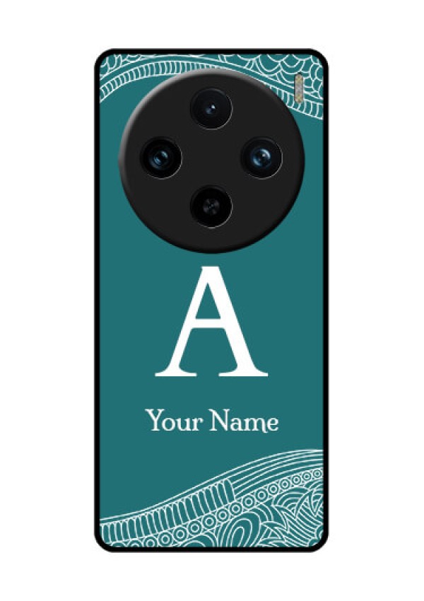 Vivo X100 Pro 5G Custom Glass Phone Case - Line Art Pattern With Custom Name Design