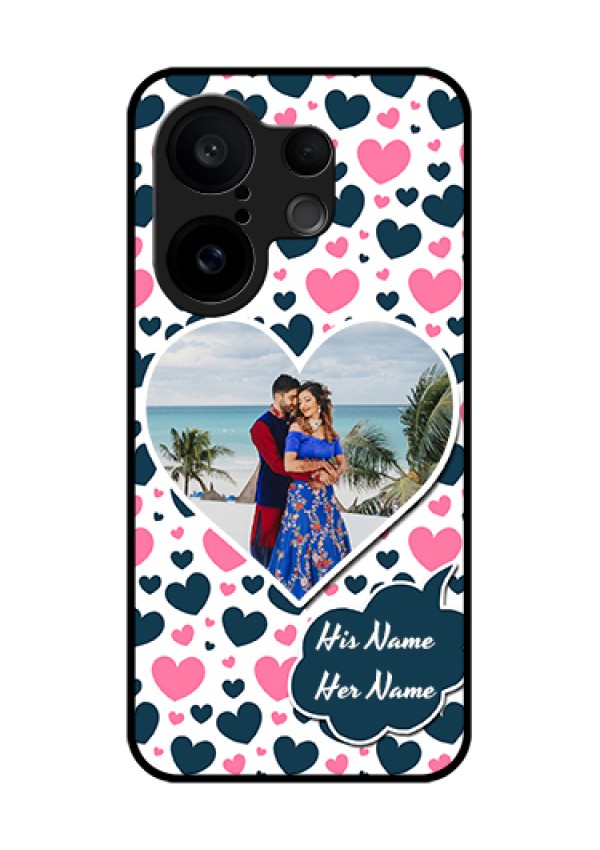 Vivo X200 FE 5G Custom Glass Phone Case - Pink & Blue Heart Design
