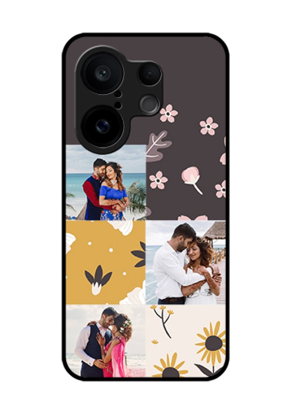 Vivo X200 FE 5G Custom Glass Phone Case - 3 Images With Floral Design