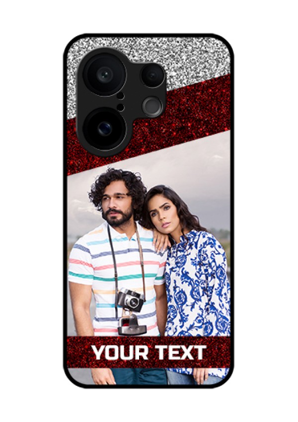 Vivo X200 FE 5G Custom Glass Phone Case - Image Holder With Glitter Strip Design