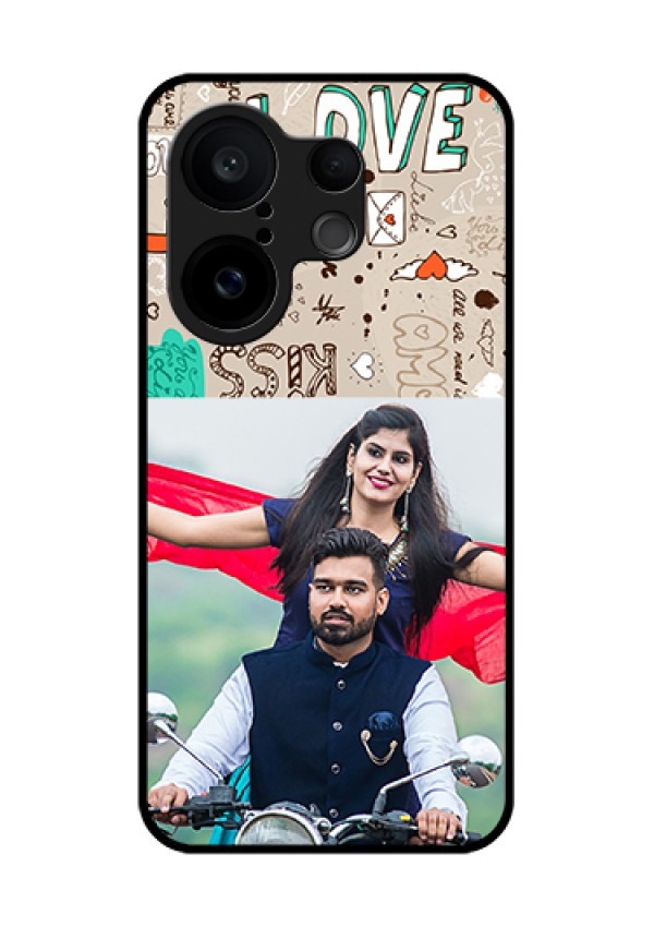 Vivo X200 FE 5G Custom Glass Phone Case - Love Doodle Pattern