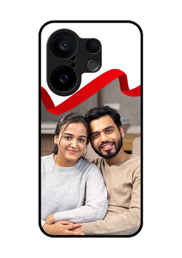Vivo X200 FE 5G Custom Glass Phone Case - Red Ribbon Frame Design