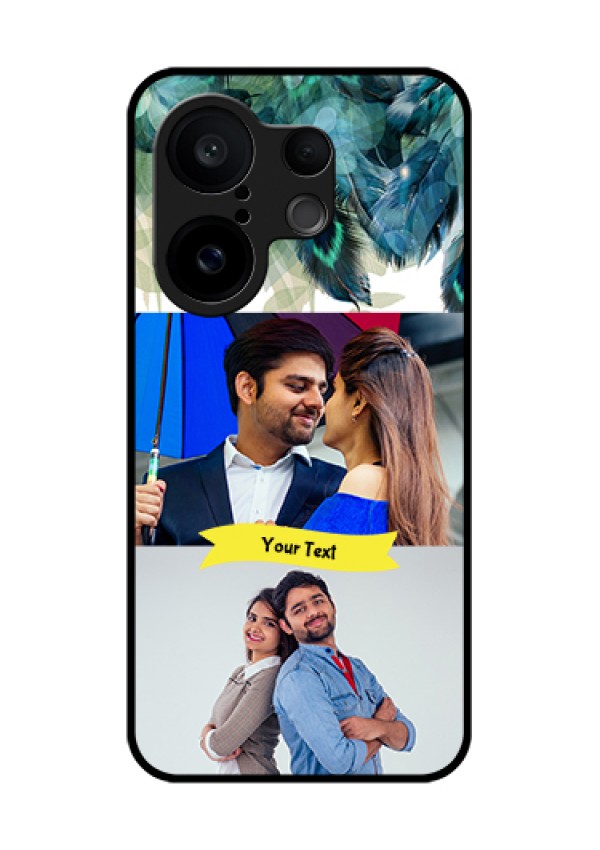 Vivo X200 FE 5G Custom Glass Phone Case - Image With Boho Peacock Feather Design