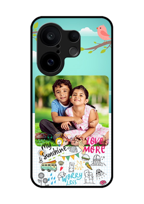 Vivo X200 FE 5G Custom Glass Phone Case - Doodle Love Design