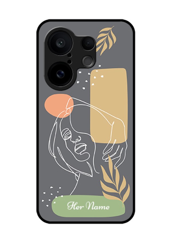 Vivo X200 FE 5G Custom Glass Phone Case - Gazing Woman Line Art Design