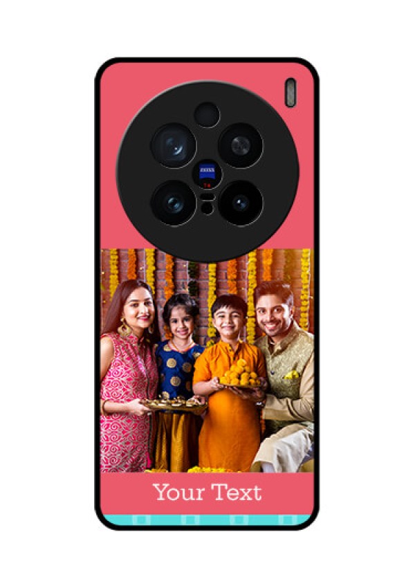 Vivo X200 Pro 5G Custom Glass Phone CasePeach and Blue Color Design