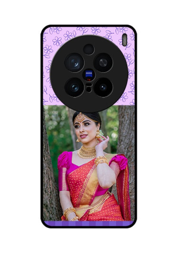 Vivo X200 Pro 5G Custom Glass Phone CasePurple Floral Design