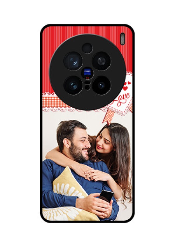 Vivo X200 Pro 5G Custom Glass Phone CaseRed Love Pattern Design
