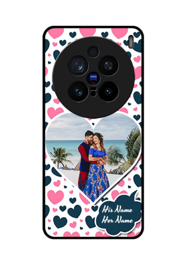 Vivo X200 Pro 5G Custom Glass Phone CasePink and Blue Heart Design
