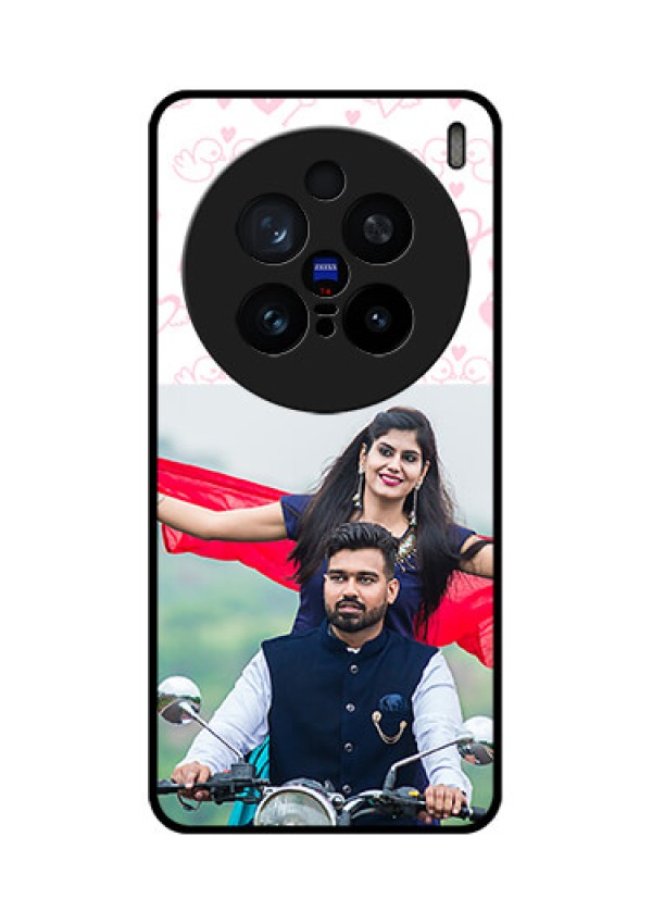 Vivo X200 Pro 5G Custom Glass Phone CasePink Flying Heart Design