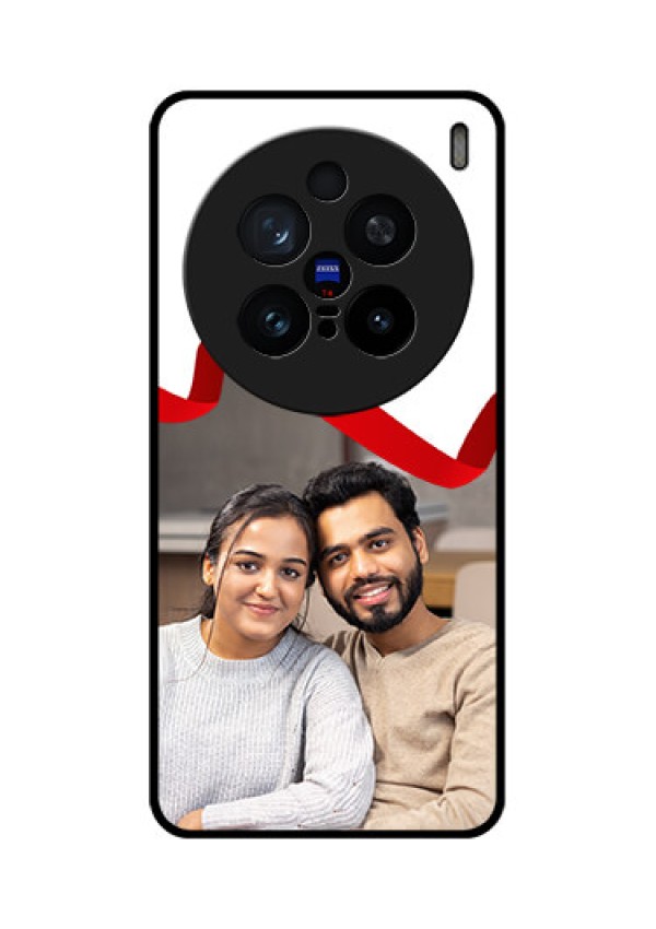Vivo X200 Pro 5G Custom Glass Phone CaseRed Ribbon Frame Design