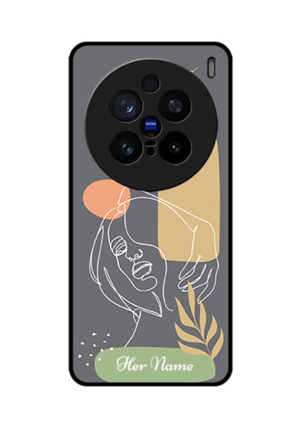Vivo X200 Pro 5G Custom Glass Phone CaseGazing Woman Line Art Design