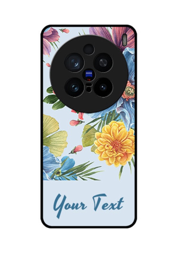 Vivo X200 Pro 5G Custom Glass Phone CaseStunning Watercolored Flowers Painting Design