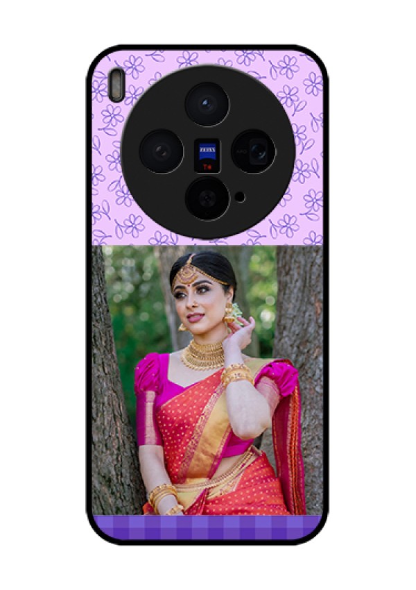 Vivo X300 5G Custom Glass Phone Case - Purple Floral Design