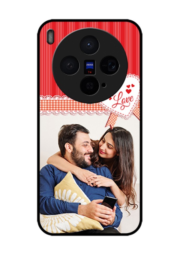 Vivo X300 5G Custom Glass Phone Case - Red Love Pattern Design