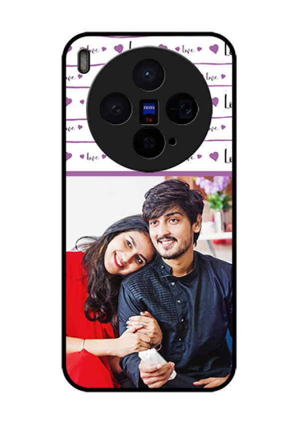 Vivo X300 5G Custom Glass Phone Case - Couples Heart Design