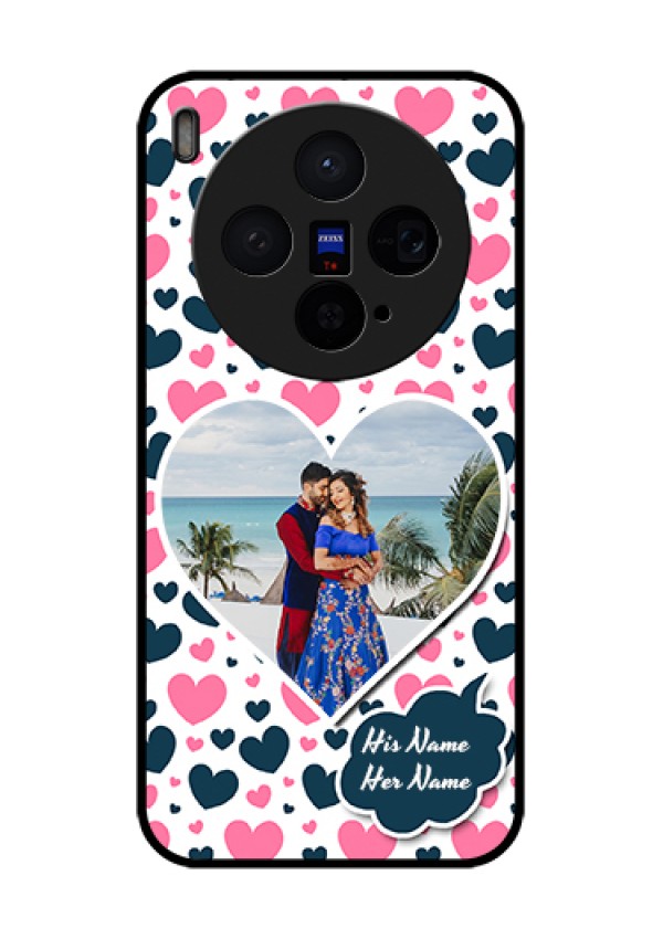 Vivo X300 5G Custom Glass Phone Case - Pink & Blue Heart Design