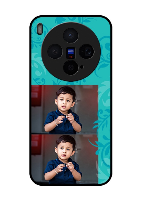 Vivo X300 5G Custom Glass Phone Case - With Photo And Green Floral Design