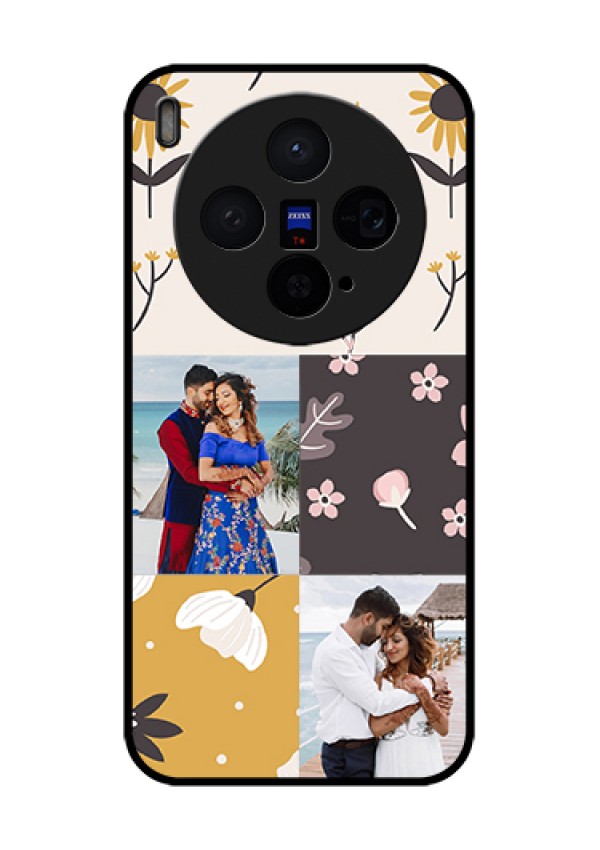 Vivo X300 5G Custom Glass Phone Case - 3 Images With Floral Design