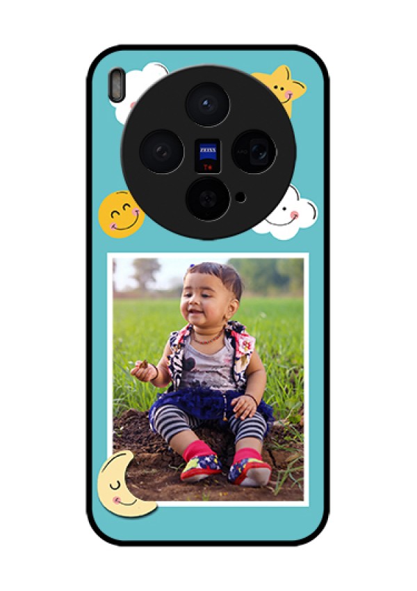 Vivo X300 5G Custom Glass Phone Case - Smiley Kids Stars Design