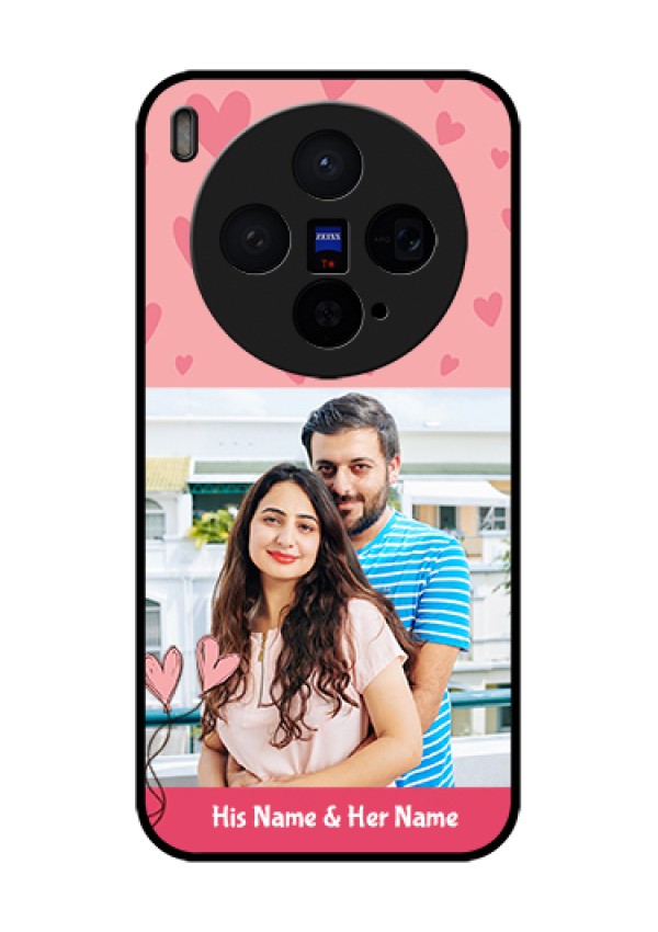 Vivo X300 5G Custom Glass Phone Case - Love Design Peach Color