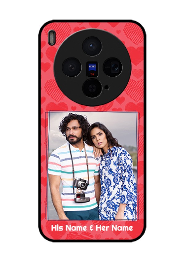 Vivo X300 5G Custom Glass Phone Case - With Red Heart Symbols Design