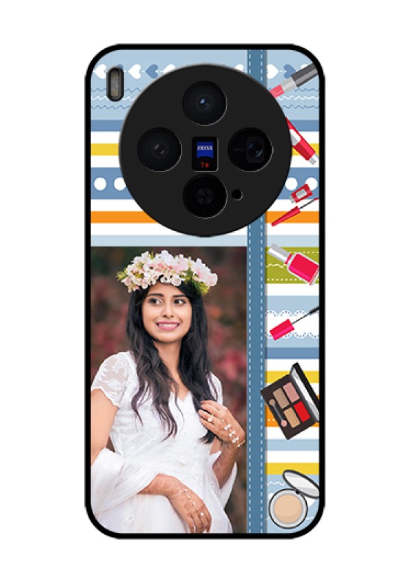 Vivo X300 5G Custom Glass Phone Case - Makeup Icons Design