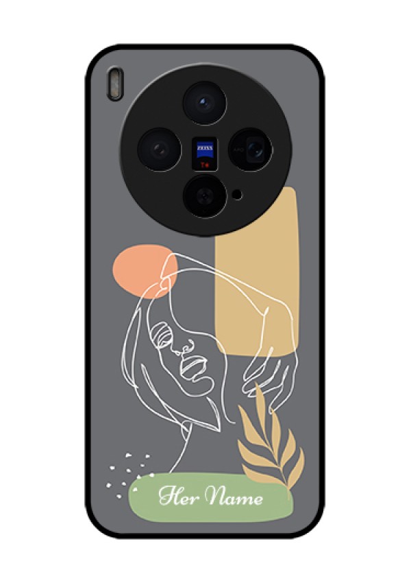 Vivo X300 5G Custom Glass Phone Case - Gazing Woman Line Art Design