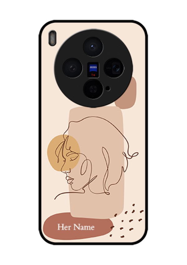 Vivo X300 5G Custom Glass Phone Case - Calm Woman Line Art Design