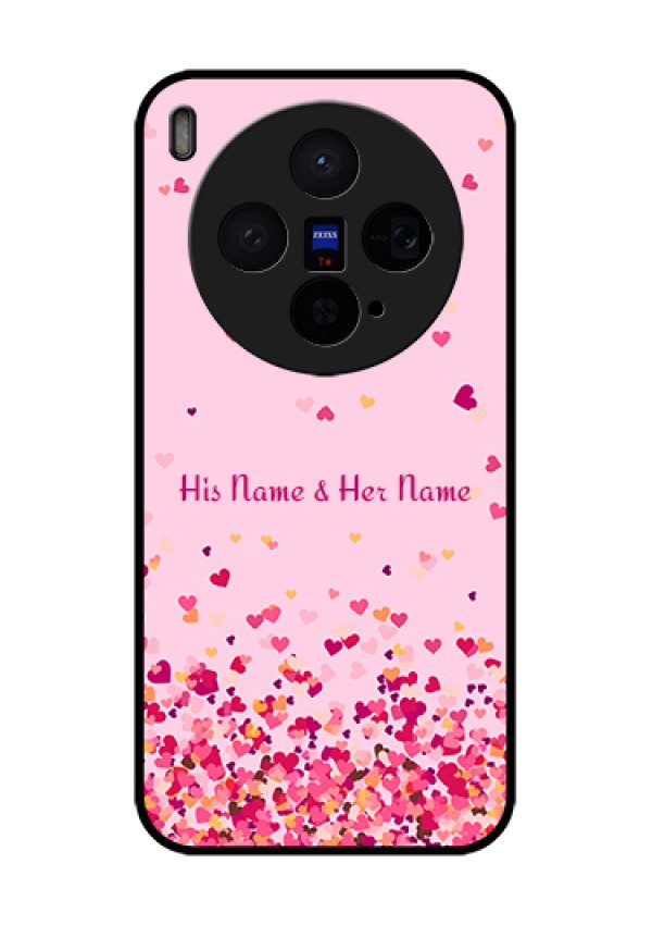 Vivo X300 5G Custom Glass Phone Case - Floating Hearts Design