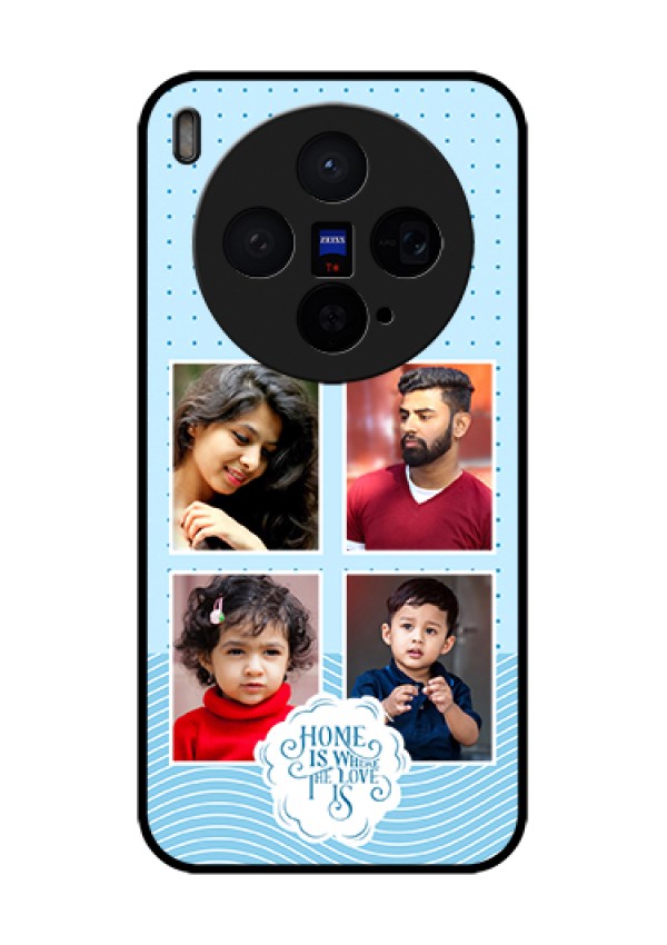 Vivo X300 5G Custom Glass Phone Case - Cute Love Quote With 4 Pic Upload Design