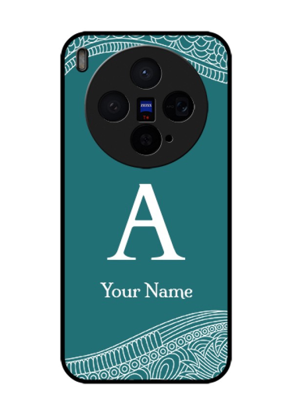 Vivo X300 5G Custom Glass Phone Case - Line Art Pattern With Custom Name Design