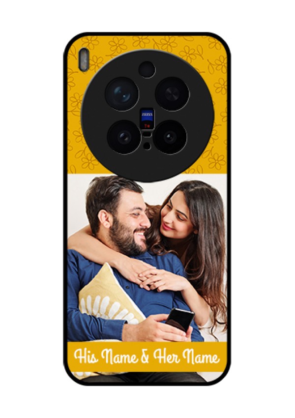 Vivo X300 Pro 5G Custom Glass Phone Case - Yellow Floral Design