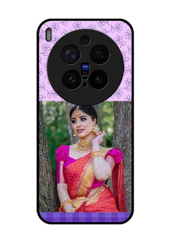 Vivo X300 Pro 5G Custom Glass Phone Case - Purple Floral Design