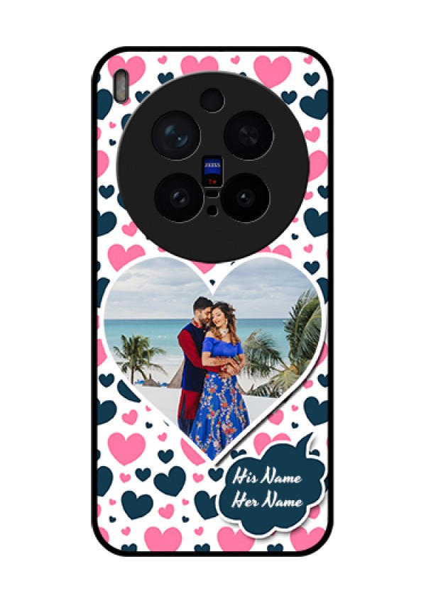 Vivo X300 Pro 5G Custom Glass Phone Case - Pink & Blue Heart Design