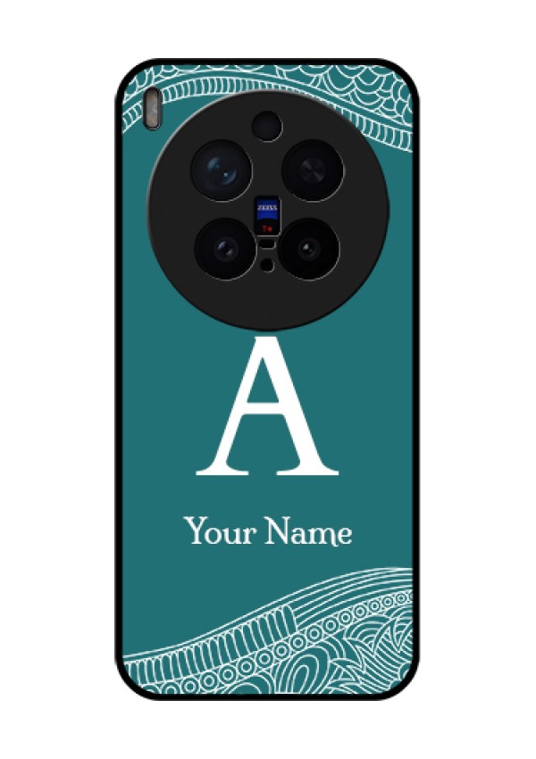 Vivo X300 Pro 5G Custom Glass Phone Case - Line Art Pattern With Custom Name Design