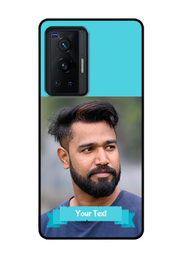 Vivo X70 Pro 5G Personalized Glass Phone Case - Simple Blue Color Design