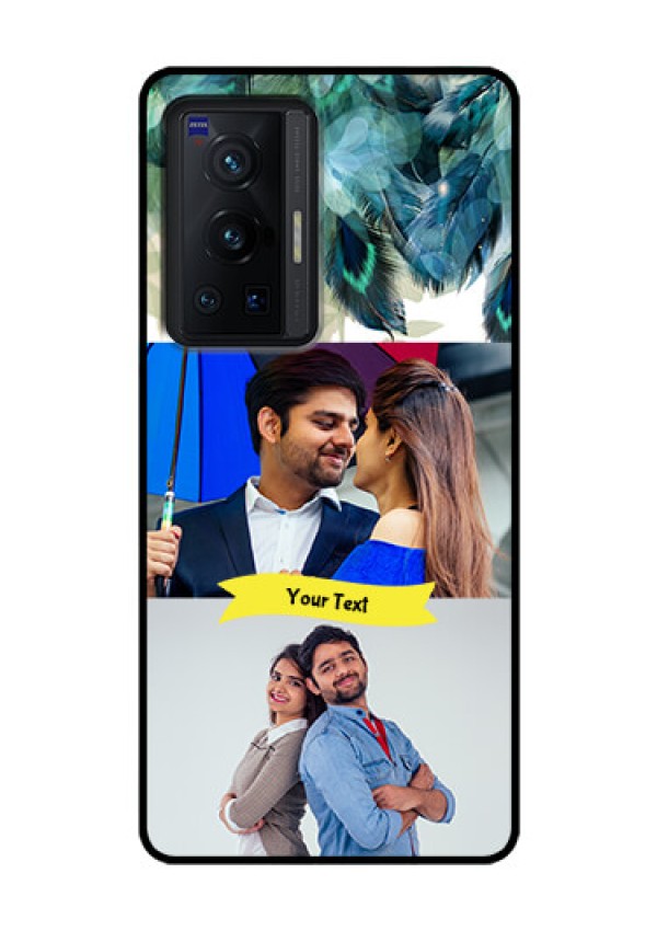 Vivo X70 Pro 5G Personalized Glass Phone Case - Image with Boho Peacock Feather Design