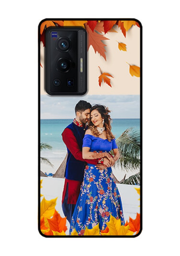 Vivo X70 Pro 5G Photo Printing on Glass Case - Autumn Maple Leaves Design