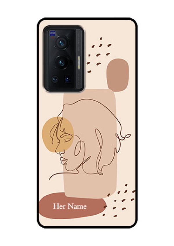 Vivo X70 Pro 5G Photo Printing on Glass Case - Calm Woman line art Design