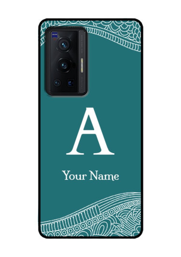 Vivo X70 Pro 5G Personalized Glass Phone Case - line art pattern with custom name Design
