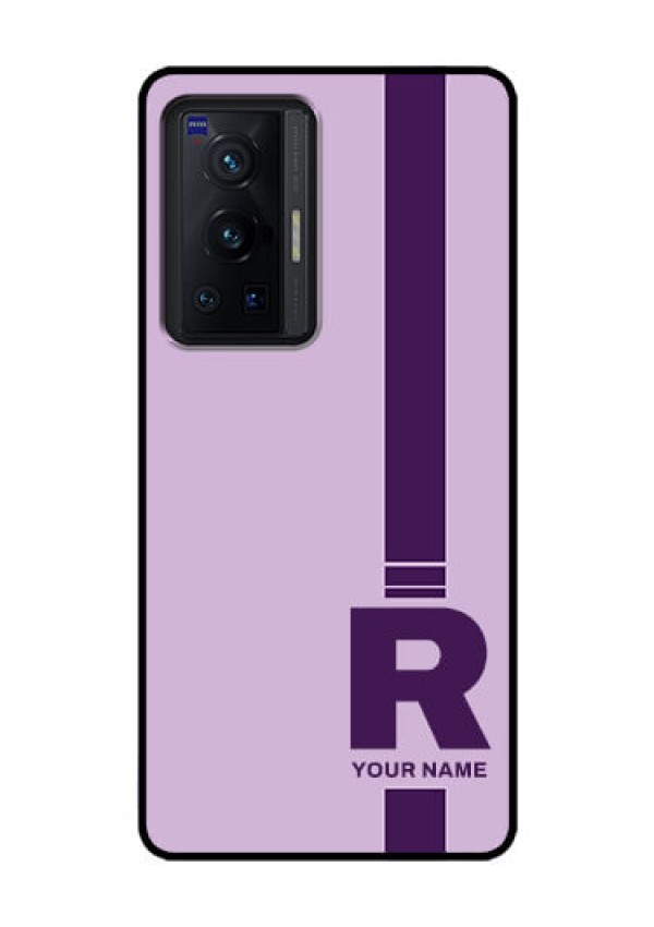 Vivo X70 Pro 5G Photo Printing on Glass Case - Simple dual tone stripe with name Design