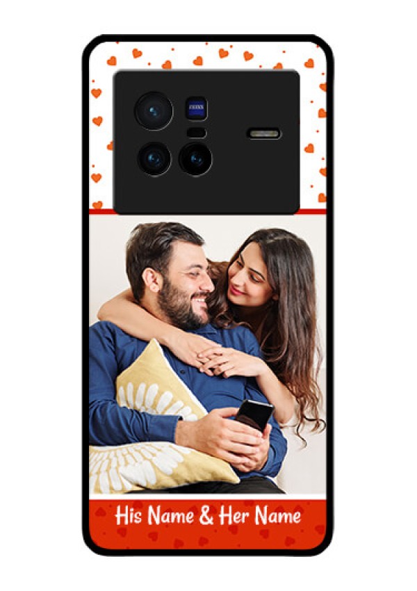 Vivo X80 5G Custom Glass Phone Case - Orange Love Symbol Design