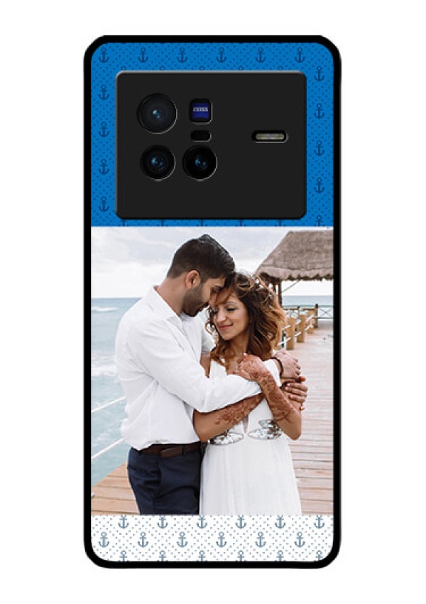 Vivo X80 5G Photo Printing on Glass Case - Blue Anchors Design