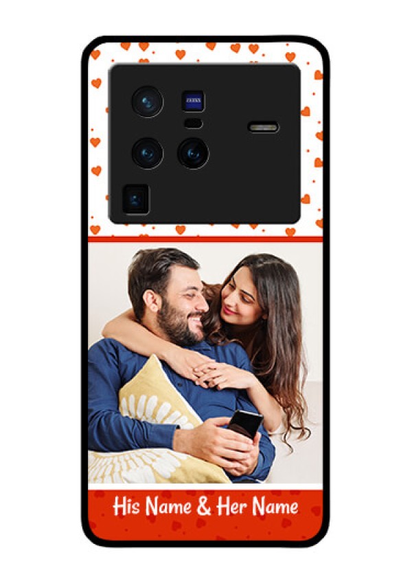 Vivo X80 Pro 5G Custom Glass Phone Case - Orange Love Symbol Design