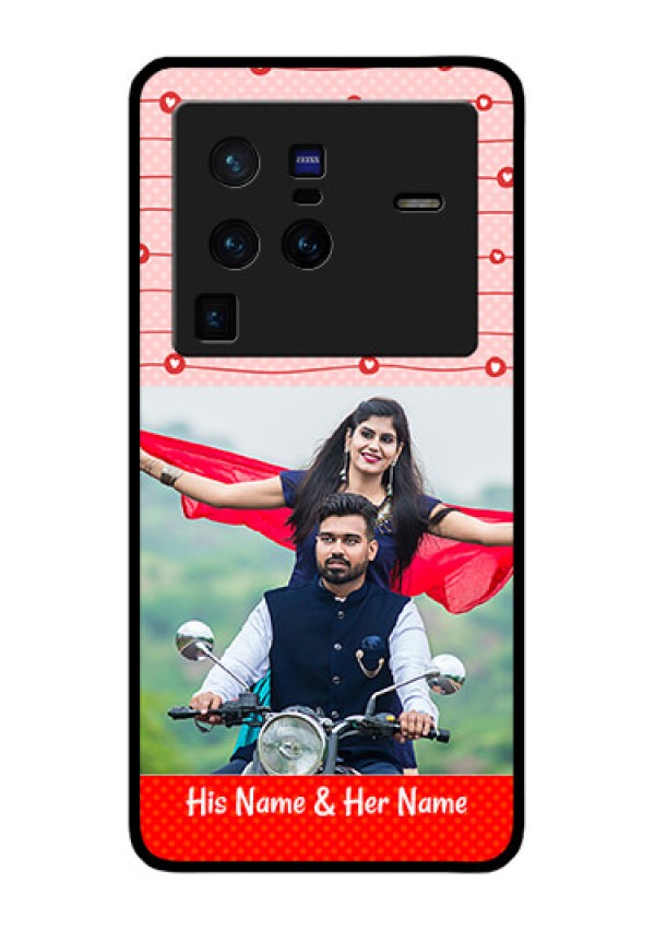Vivo X80 Pro 5G Personalized Glass Phone Case - Red Pattern Case Design