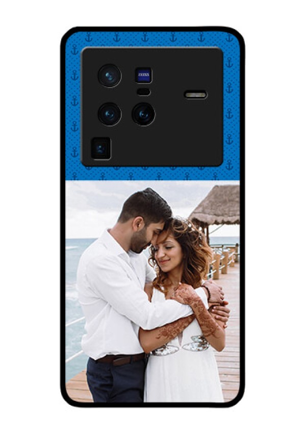 Vivo X80 Pro 5G Photo Printing on Glass Case - Blue Anchors Design