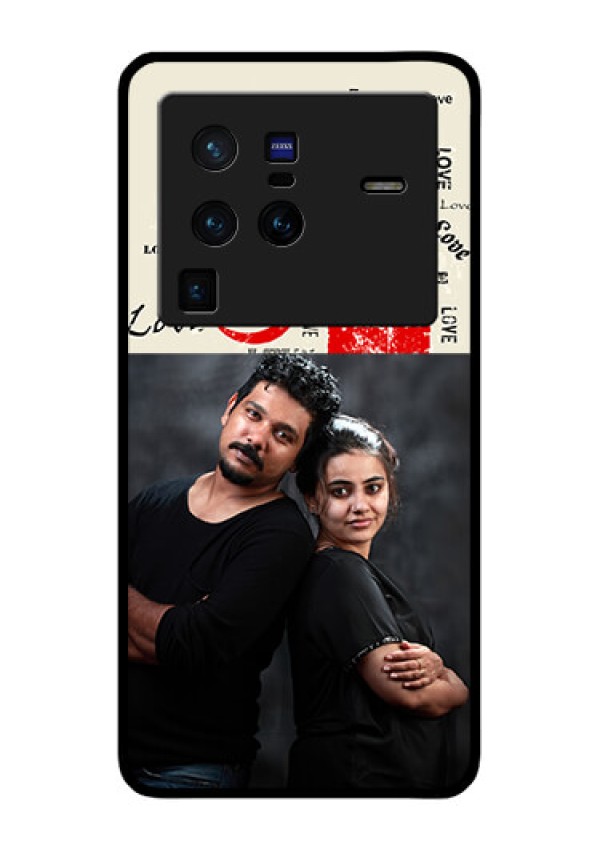 Vivo X80 Pro 5G Photo Printing on Glass Case - Trendy Love Design Case