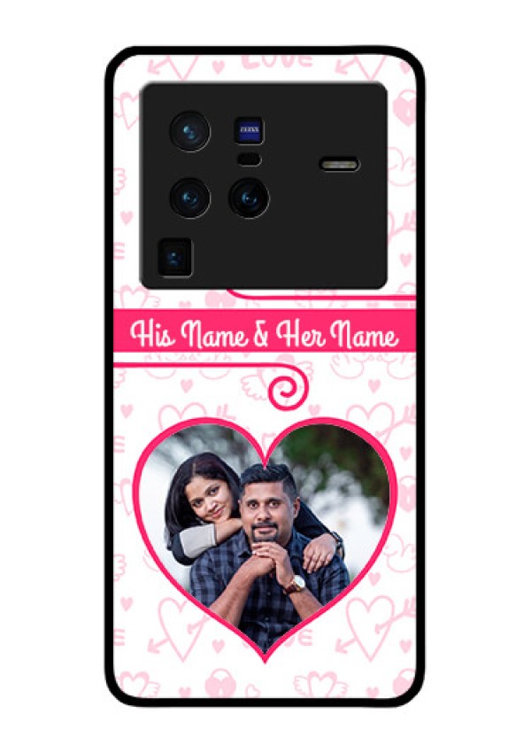 Vivo X80 Pro 5G Personalized Glass Phone Case - Heart Shape Love Design